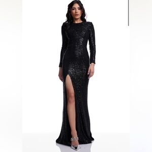Dress the Population Black Sequin Long Sleeve Dress